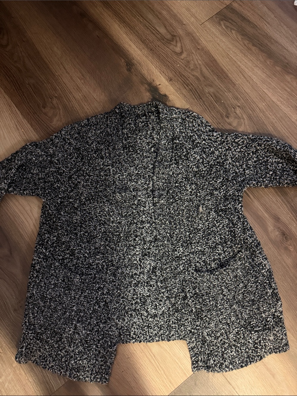 American Eagle Outfitters Black & Gray Marled Open-Front Cardigan
